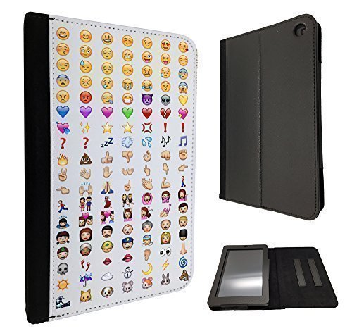 Cool Smiley Faces emoji Funky Funny Design Amazon Kindle Fire HD 7 4th generation 2014 Fashion Trend Design TPU Leather full Case Flip Book Style Cover