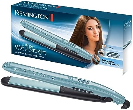 Remington Piastra per Capelli - Uso da bagnato e asciutto - per asciugare e lisciare i capelli, ingredienti microattivi anticrespo, display LCD, 140-230°C, Wet2Straight piastra per capelli S7300