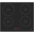 evvoli Built-In Induction Hob, 4 Burners, Soft Touch Control With 9 Stage Power Setting And Safety Switch, EVBI-IH604B, Black