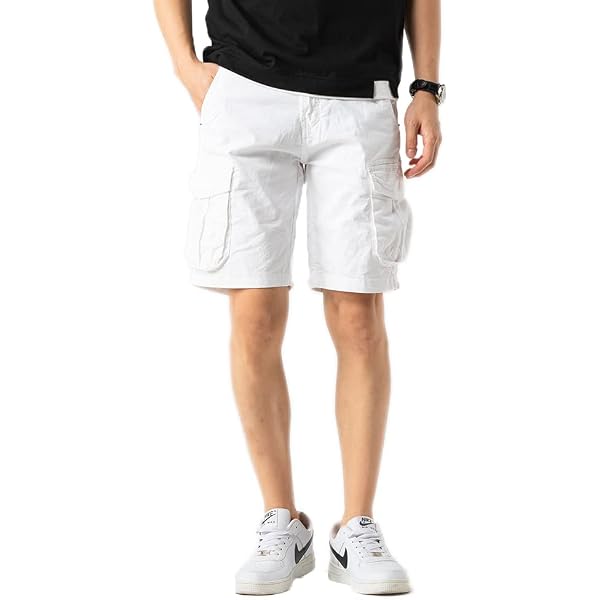 Bermuda Cargo Corti Uomo Con Tasconi - Tessuto Resistente, Colori Sabbia, Blu Scuro, Verde Militare