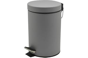 Optimal Products Stainless Steel Pedal Bin For Kitchen Bathroom Toilet Home Office Rubbish Paper Basket Tray Toilet Brush (Grey, 3 Litre Pedal Bin)