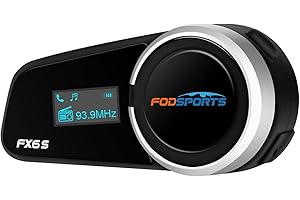 Fodsports FX6S Motorrad Intercom mit LCD Bildschirm, Motorrad Bluetooth Headset für bis zu 6 Motorräder mit 1000m Reichweite, Motorradhelm Freisprechanlage, 1 Packung