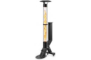 WARMATEK® Patio + Premium Pelletspis för terrass 5000 W – Skandinavisk pelletskaminovn utomhus utan el & gas, med hög glasflamma, 2,8 kg pelletsbehållare, för trädgård balkong veranda