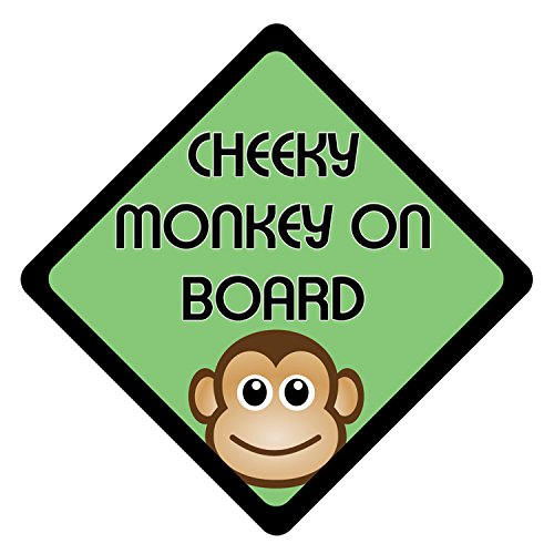Cheeky Monkey on board Advertencia Seguridad Vehículo Adhesivo Vinilo Adhesivo (Full Color)