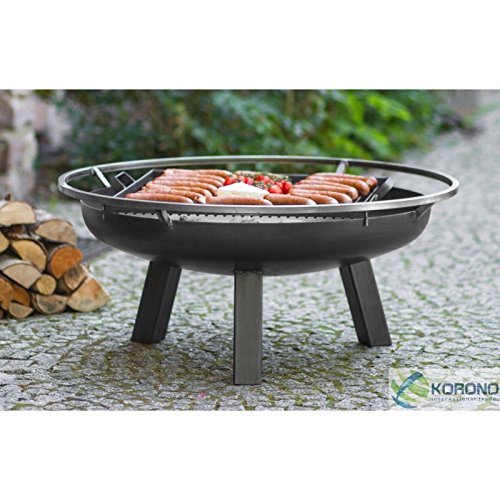 Feuerschale auf Fuß + Grill Stahl, 70 cm