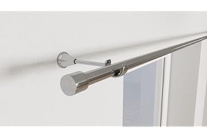 Market-Alley Gardinenstange, Vorhangstange, metall, Durchmesser: 16mm/19mm, Silber/Gold/Edelstahl, 1/2-läufig, mit Endstück, ohne Ringe (320cm ; Edelstahl ; 1-läufig ; 19mm ; Primel)