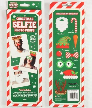 Acerdeals 1 x Pack of 10 CHRISTMAS PHOTO BOOTH PROPS SELFIE STICK KIT PARTY SECRET SANTA REINDEER