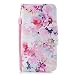 Produktbild FNBK Hülle für iPhone 5,iPhone 5S Handyhüllen Flip Case, Leder Hülle Schutzhülle Magnet Tasche Brieftasche Wallet Klapphülle Stand Magnetverschluss HandyHülle für Apple iPhone 5/5S/SE,Aquarell Blume