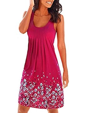 DIOSA Damen Sleeveless Sommer-Blumenkleid gedruckte Kleid-Strand-Partei-Kleider Sleeveless lose Sommer-Kleid