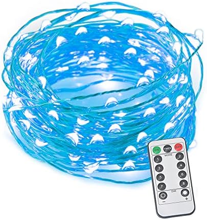 String Lights, 33 ft 100 LED Decorative Lights, Waterproof Outdoor &amp; Indoor String Light with Remote for Bedroom, Patio, Garden, Wedding, Parties, Christmas (Blue)