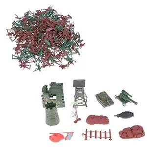 Plastic Zipper BackPack with Army Comabat Toys (Multicolour, 3 cm) - Set of 238 Pieces