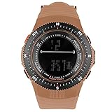 Taffstyle Herren Sportuhr Armbanduhr Silikon Sport Watch mit Licht Alarm Stoppfunktion Farbige Digital Quarz Uhr Coffee