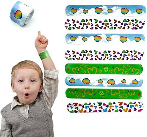 Slap Bracelets 10pack Party Bracelets Toys Bands Hearts Prints Birthday Christmas Party Favors Classroom Rewards for Boys Kids Girls