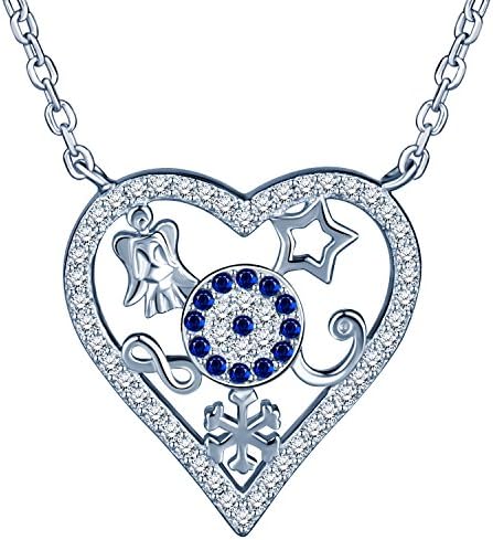 SIXLUO Hollow Heart Evil Eye Pendant 925 Sterling Silver Cubic Zirconia Infinite Star Extender Necklace Best Gift for Women/Girls