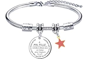 XQXQXZ Cadeau Fille Bracelets Femme Cadeau D'anniversaire Garçon Fille Enfant Je T'aime Ma Fille Cadeau Fille à Ma Fille Bracelet Femme Idee Cadeau Ado Fille Pendentif Bracelets