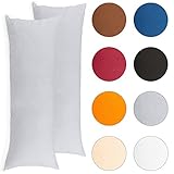 Seitenschläferkissen Stillkissen Bezug 40 x 145 cm Mikrofaser Doppelpack BeBasic silber-grau
