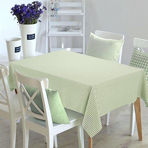 Deconovo Gingham Waterproof Table Cloth Fabric Wipe Clean Tablecloth for Dining Tables 140 x 300cm Green
