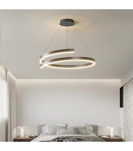 Lampadario Sospeso Led 60w 2 Cerchi Pendente Rotondo