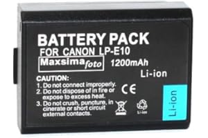 Maxsimafoto LP-E10 Battery For Canon EOS 1100D, 1200D, 1300D Rebel T3, T5, T6, Kiss X50, LPE10.