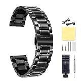 BINLUN Damen Edelstahl Uhrenarmband Schwarz 16mm BL0003B-5SBB16