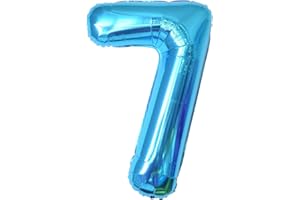 PARTYHAUSY Geburtstag zahlen luftballon 7 jahre | Folienballon 7 XXL Blau-Riesen Folienballon in 40" - 101cm Geburtstagsdeko - Ballon Zahl Deko zum Geburtstag - fliegt mit Helium