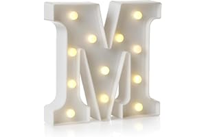 anso LED Alphabet Letter & Number Light Sign Decorations Lamp for Home Birthday Party Event Night Lights 22cm (M)