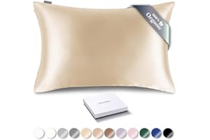 RENESSY Funda de Almohada de Seda Orgánica 50x75 cm - 100% Seda de Morera Orgánica, 22 Momme, Naturalmente Hipoalergénica, Promueve la Salud del Cabello y la Piel, 1 Pieza (Champán)