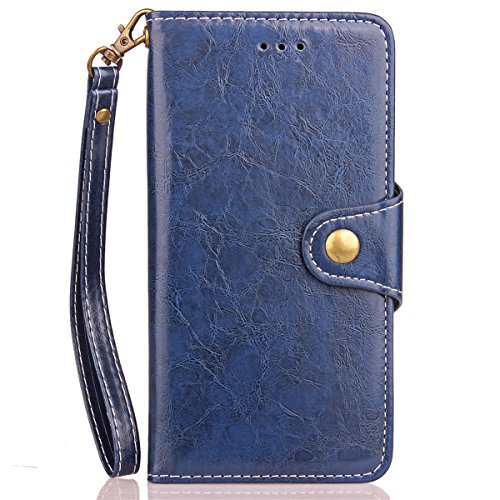 Galaxy A5 2017 Case, Galaxy A5 2017 Cover, JAWSEU [Shock-Absorption] Luxury Solid Retro Premium PU Leather Flip Cover for Samsung Galaxy A5(2017) SM-A520F Protector Skin with Soft Silicone Case Credit ID Card Slots Magnetic Closure Kickstand Strap Phone Pouch Smartphone Shell Protective Wallet Case for Samsung Galaxy A5 2017 + Stylus Pen - Blue