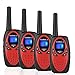 Produktbild Bobela M880 Walkie Talkie Set für Kinder Funkgeräte mit Kordel LCD Dispplay / 3Km Lange Reichweite Walki Talki 8 Kanal 0.5w PMR VOX Walky Talky Geschenk für Urlaub Weihnachten (4er Set, Rot)