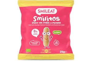 Smileat - Smilitos Snack - Sabor a Fresa y Plátano - Merienda divertida para peques desde 8 Meses - 1 Bolsa de 25g