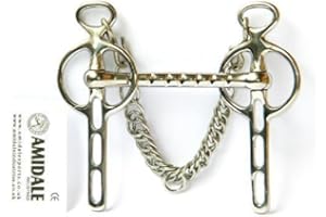 AMIDALE SPORTS LIVERPOOL DRIVING BIT CURB CHAIN 3 SLOTS HORSE BIT STAINLESS STEEL 4.50 INCHES