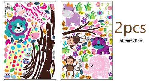 Rainbow Fox® Dschungel Wald Zoo Animal World Spielen Affe auf Bäumen Wandtattoo-Aufkleber für Kindergarten - 3