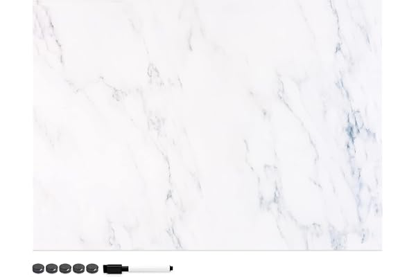 Navaris Tableau magnétique - Panneau mémo 70 x 50 cm avec aimants - Tableau mural design marbre blanc avec marqueur