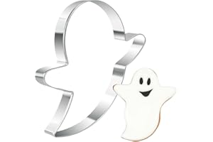 KEEPATY Large 4.7'' Halloween Ghost Shaped Cookie Cutter,4Pcs Stainless Steel Biscuit Cutter for Baking