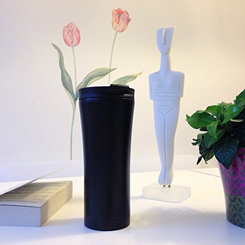 Kaffeebecher to go, Auslaufsicher Thermobecher 450 ml, Matt Schwarz/Weiß – 100% Lebenslange GARANTIE - 8