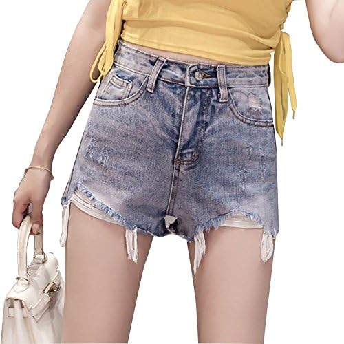 LiuJianQin Jeans ZXQZ Denim Shorts High-rise Slim Denim Shorts Women's Tassel Shorts Women's jeans (Size : XL)