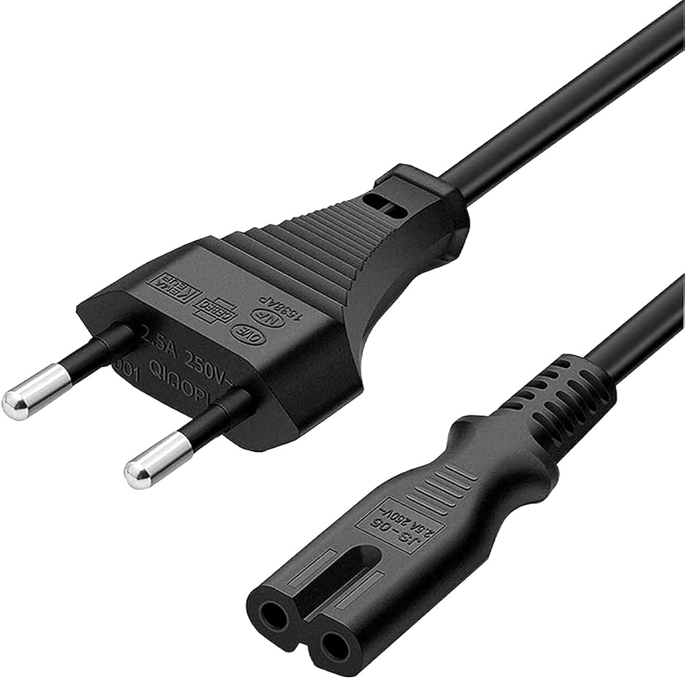MilnoTech 1M Güç Kablosu, Euro Güç Kablosu Fiş Şekil 8 Güç Kablosu Samsung Philips LG Sony TV, PS4, PS5, Xbox, PC Monitör, DVD, Yazıcı için