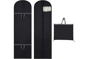 WODEHAHAGOU 2 Pcs 60 x 180cm Dress Covers - Long Garment Bags, Eco-Friendly, Waterproof, Anti-mite, Breathable With Zip (Black)