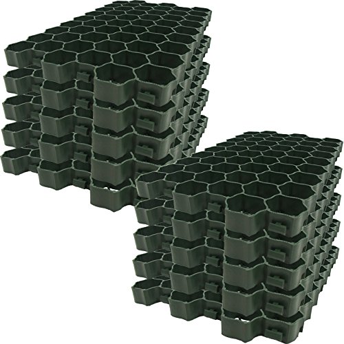 Rasengitter 60x40cm Rasengitterplatten Paddockplatte Platte Rasenwaben Rasenwaben Platte (10, Grün)