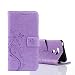Produktbild LG G6 Hülle, LG G6 Schutzhülle, Alfort Carving Lederhülle Fashion Design Premium PU Leder Hohe Qualität Tasche Case Cover Kasten Abdeckung Wallet für LG G6 5.7" Smartphone Funktion Standfunktion Unterstützte Telefone und Magnetverschluss mit Schmetterling ( Helles Lila )