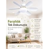 Mucit Home Kanatlı Tavan Vantilat&ouml;r&uuml; Sessiz &Ccedil;alışan Led Işıklı Uzaktan Kumandalı Lamba Işıklı Pervane
