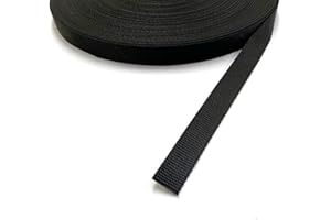 CHURCH PRODUCTS UK 20mm Polypropylene Webbing Heavy Duty Strap For Backpacks Belts Handles Bags Straps Dog Leads (2 Metres, Black)