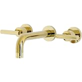 Kingston Brass KS8122CML Manhattan 2 Kollu 8 in&ccedil; Duvara Monte Banyo Musluğu, Cilalı Pirin&ccedil;