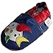 Soft Leather Baby boy Shoes with Suede Soles by Dotty Fish Blue Multi Coloured Dotty Fish design - 12-18 months