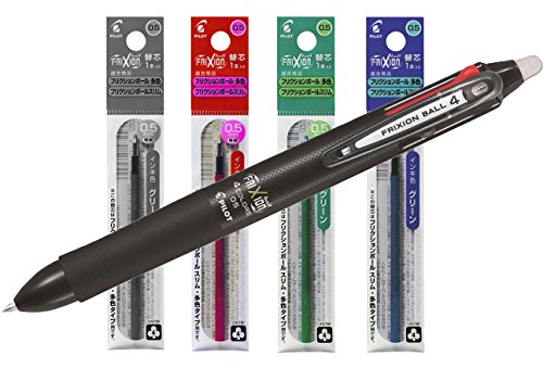 Pilot Roller Frixion Ball 4, coloreado Bolígrafo, 0.5 mm, Eco-Bundle, negro, 1