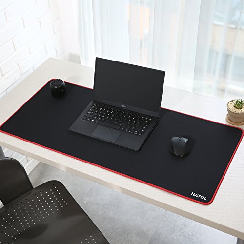 NATOL Alfombrilla Rat  n Gaming  900x400mm Grande Mouse Pad Resistente al Agua XXL Alfombrilla con Base de Goma Antideslizante  Tela  Soporte para PC y Port  til  Rojo