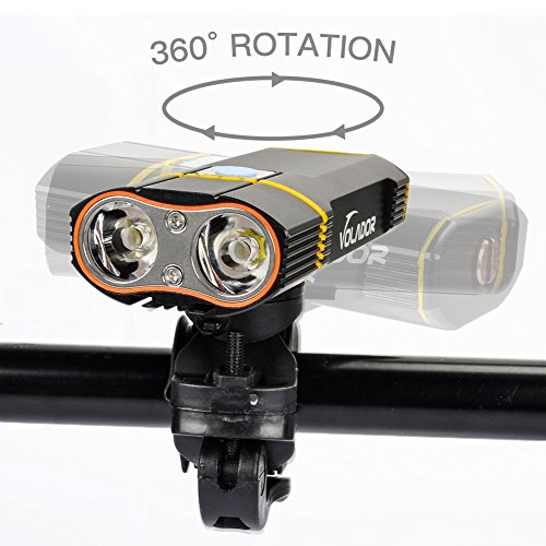 Gree Bike Light, Volador 5 Mode 1800 Lumen Super Bright Fahrrad Front Light 2 Cree 2-XML LED Fahrrad Scheinwerfer, wasserdicht wiederaufladbare Bike Scheinwerfer mit Free Diamond Form Cell Tail Lampe - 8