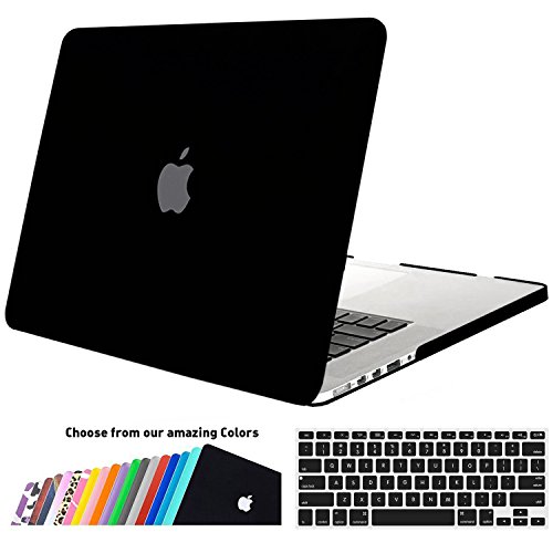 MacBook Pro 13 Retina Hülle Schale, iNeseon Ultra Slim Gummierte Hartschale Tasche Cover Shell, US schwarz und EU Transparent Tastatur Abdeckung Schutzhülle für Apple MacBook Pro 13.3 Zoll mit Retina Display Modell:A1502 und A1425 (Schwarz)