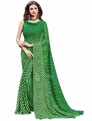 Miraan Printed Chiffon Saree for women with blouse (3205CGREEN)