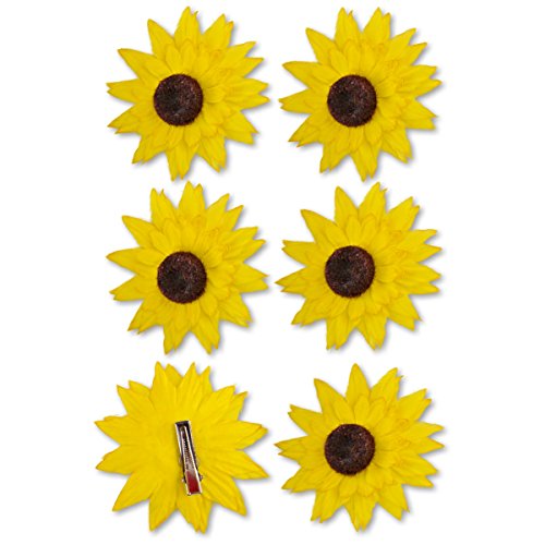 Deko Blumen Clip 6 Stück Blüte gelb Textilblumen Blütentraum Haarspange neu